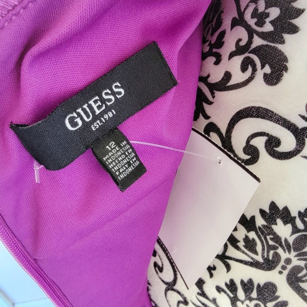 Guess Surplice Plunging Neckline Tulip Hem Midi Dress - Picture 5 of 5